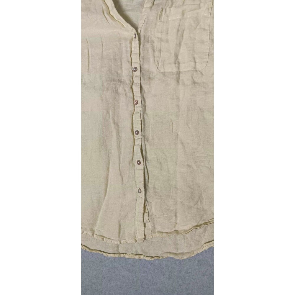 Sigrid Olson 100% Linen Long Sleeve Button Up Small Yellow Coastal Quiet Luxury - Picture 7 of 12